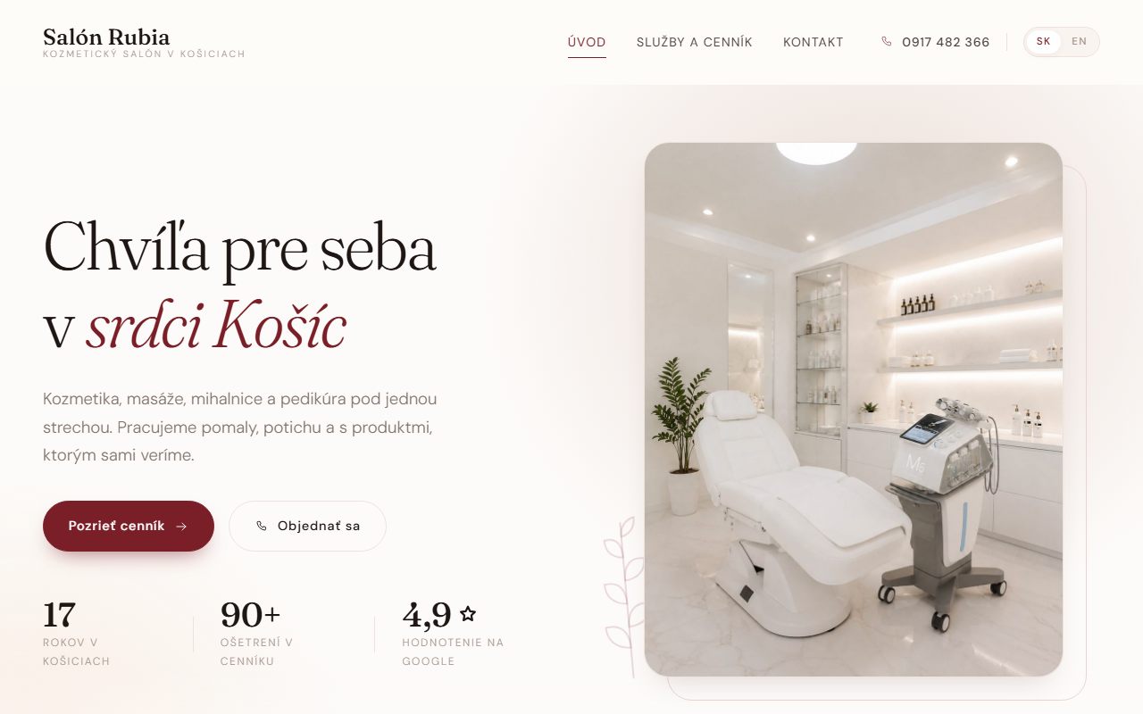 Náhľad stránky Salón Rubia